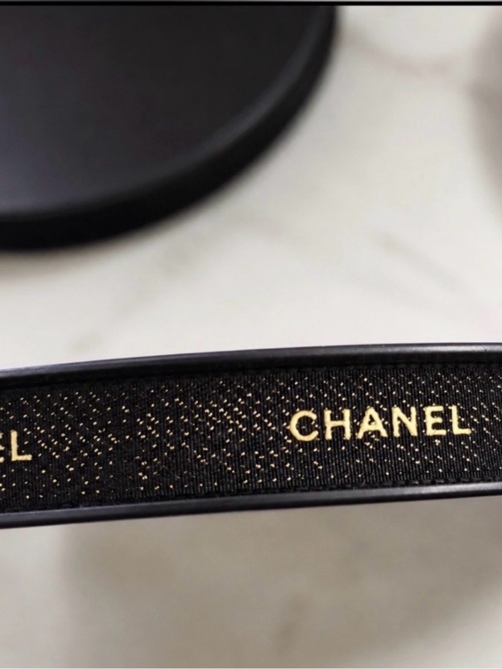Authentic CHANEL Black Gold Logo Ribbon Full Roll 25m Rare Holiday 2019